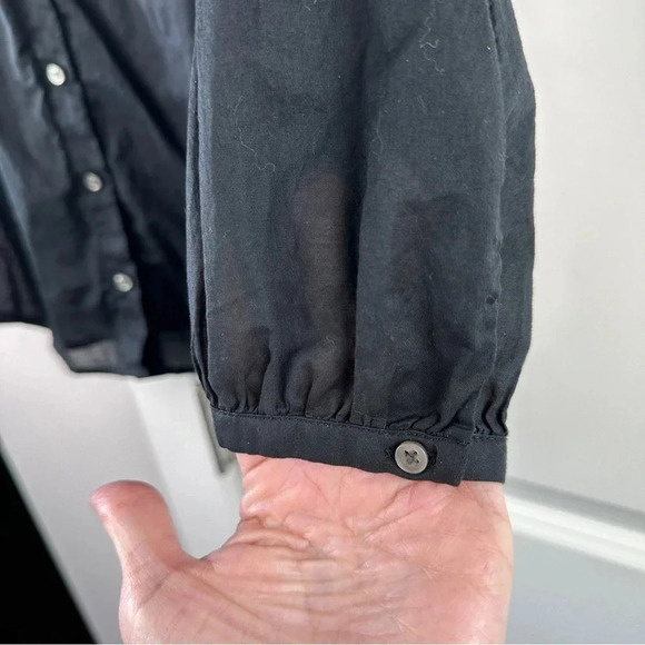 J Crew Cotton-voile button-front top Size XSmall Classic Black minimalist AY682 - Picture 5 of 8